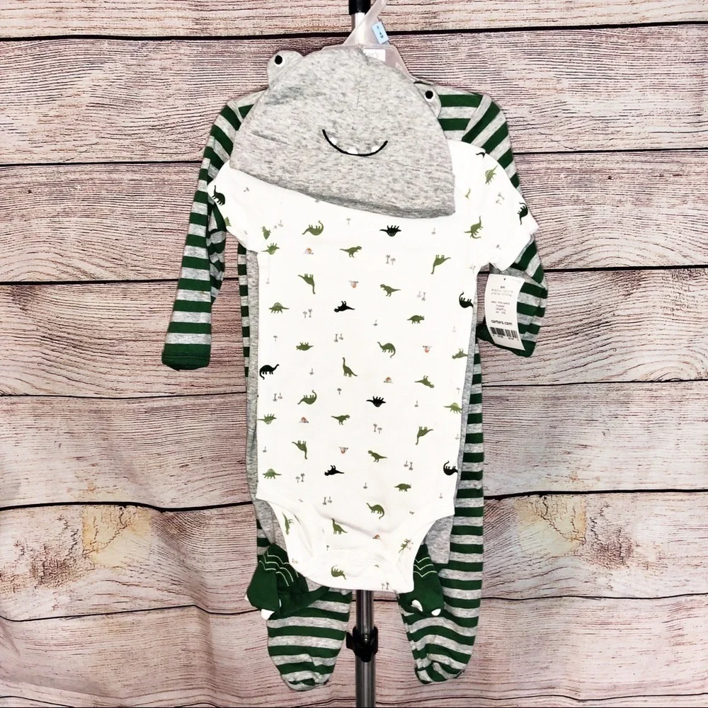Carter's Baby Boy Dinosaur 4 PC Sleeper Set Outfit Size 6M